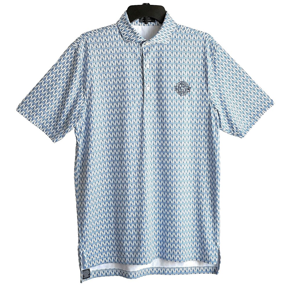 Turtleson LAHINCH GOLF CLUB Ireland Golf Polo Shirt Mens S Blue White Guitar
